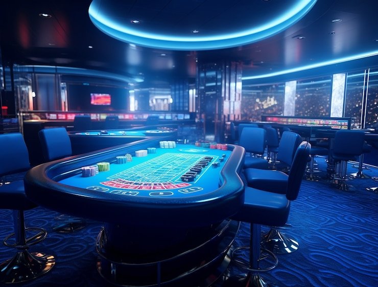 Dealer Live Sic Bo di studio admintoto dengan tiga dadu dalam wadah khusus